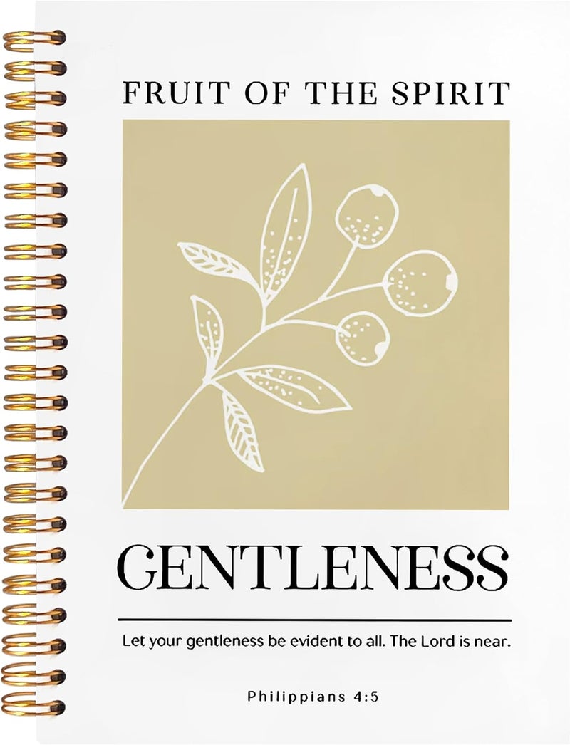 BearCake Fruit of the Spirit Gentleness Christian Notebook Journal, Christian Gifts for Women, Bible Notebooks for Note Taking, Bible Journaling Notebook, Hardcover Spiral Notebook 5.5x8.3 - Image 1